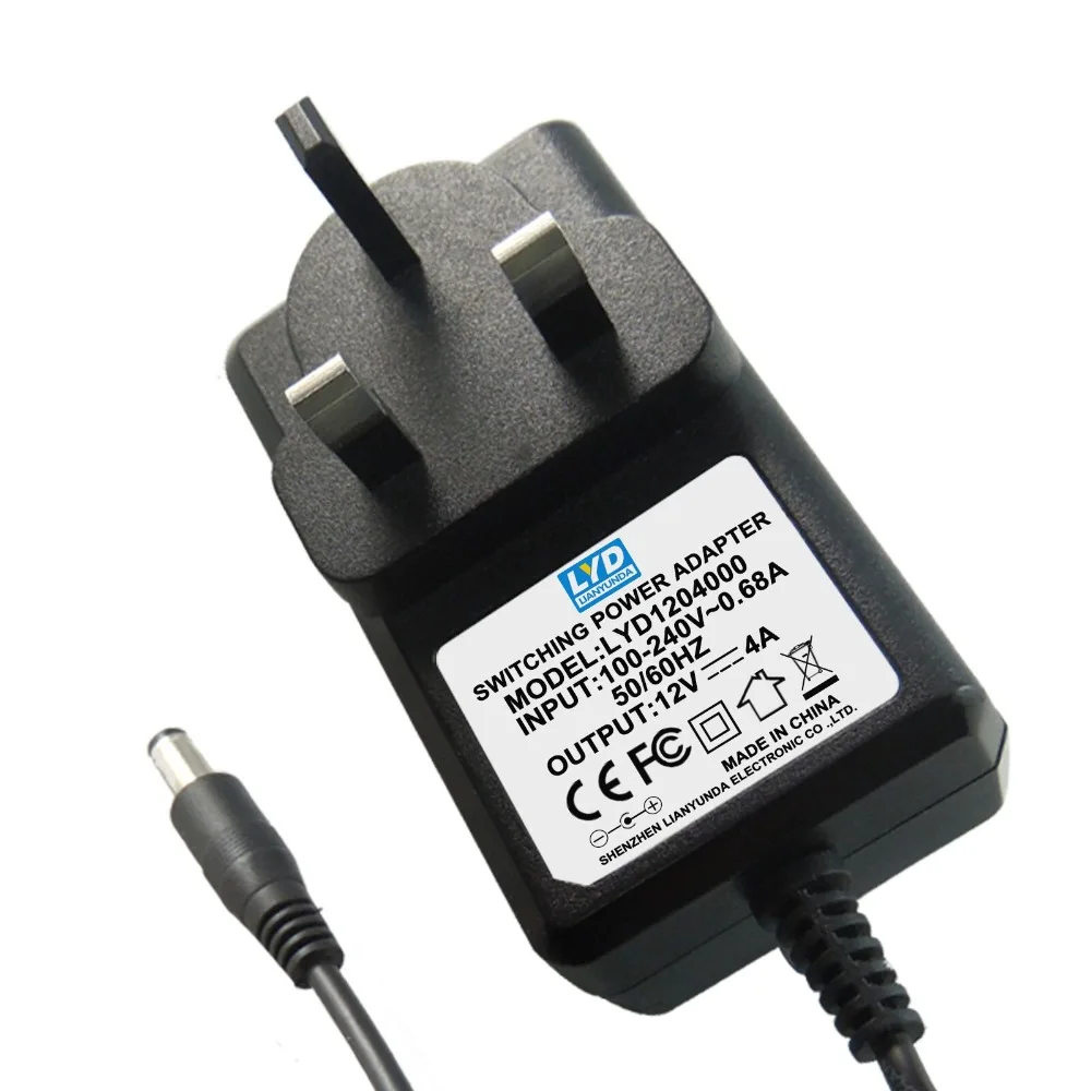 US EU UK 48W адаптер переключения 12V 4A питания для электрического оборудования черный