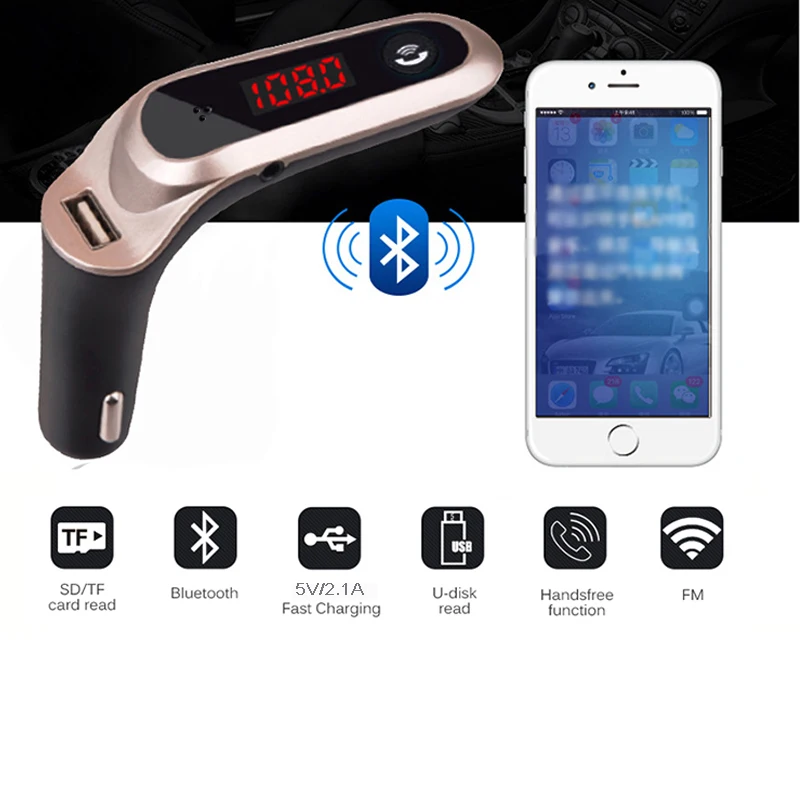 4-в-1 Hands Free Беспроводной Bluetooth FM передатчик G7+ AUX модулятор Автомобильный комплект MP3 плеер SD USB ЖК-дисплей, автомобильные аксессуары, для стильного автомобиля