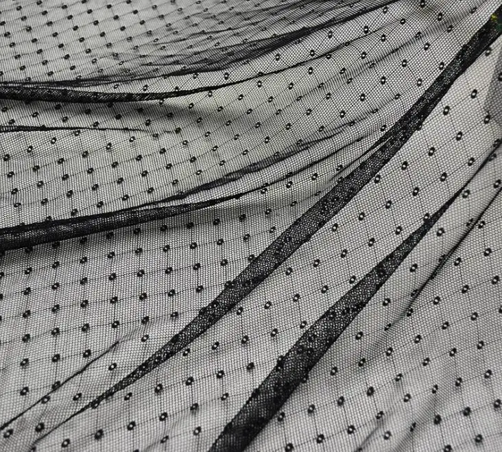 Модное французское тюлевое кружево 5 ярдов прозрачная марля в горошек для