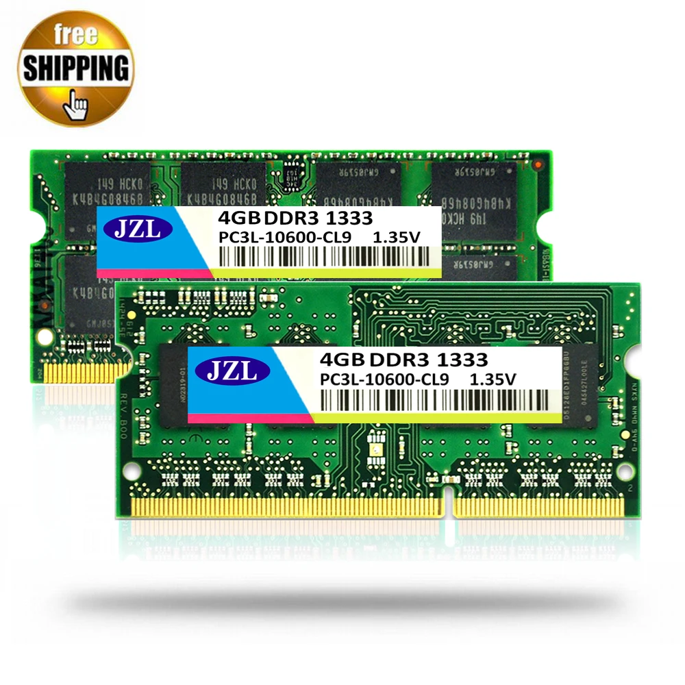 JZL 1 35 V Низкое напряжение DDR3L 1333Mhz PC3 10600S 4GB / DDR3 10600 1333 1066 Mhz для ноутбука SODIMM Ram Memory SD