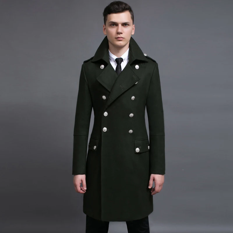 

Minglu Wool Mens Coat Luxury Double Breasted Long Style Man Trench Autumn And Winter Plus Size 5XL 6XL Mens Jackets And Coats