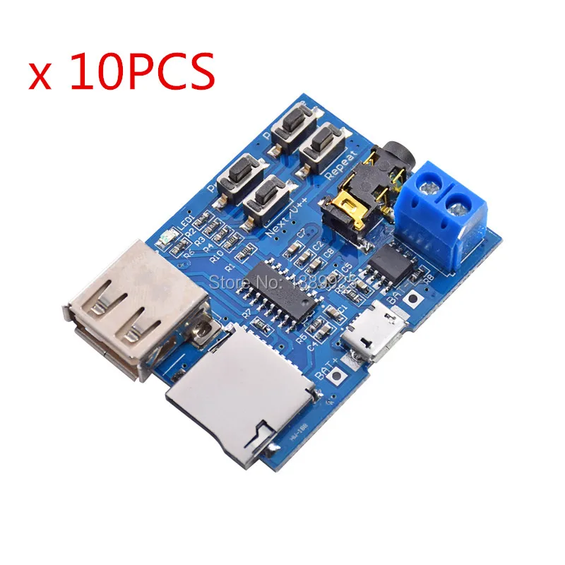 

10Pcs TF Card U Disk MP3 Format Decoder Board Mirco USB Port Amplifier Decoding Audio Player Module 3.7-5.5V