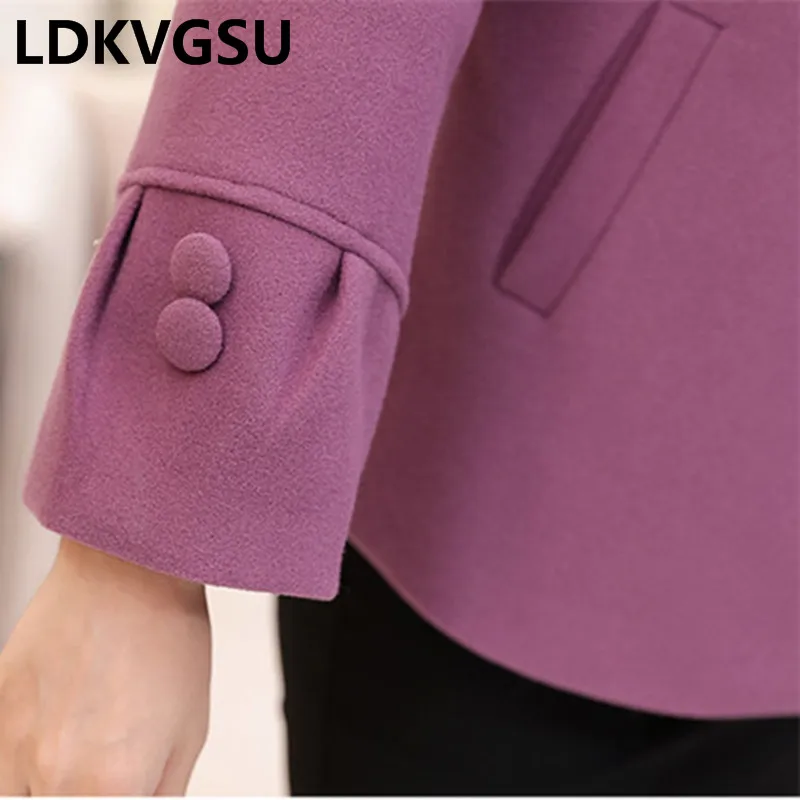 

Middle-aged Women Short Fur Collar Woolen Coat 2018 Autumn Winter New Mother Loaded 5Color Plus Size 4XL Thick Wool Jacket Is849