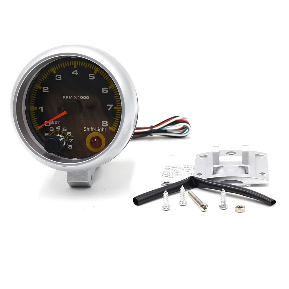 Бесплатная доставка 3.75 &quot В виде ракушки Тахометр RPM желтый Подсветка ВОДИТЬ