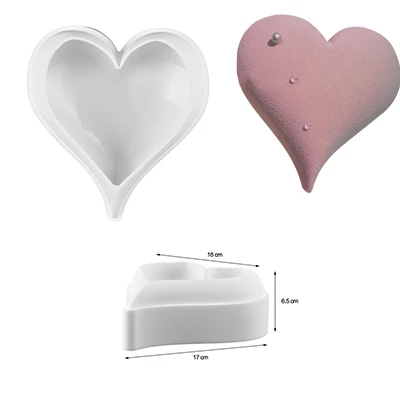 16X17X6.5CM SILIKOLOVE розовое сердце форма для торта 3D силиконовые формы для DIY выпечки для муссов и десертов кухонные формы для выпечки инструменты художественная форма для торта - Цвет: 16X17X6.5CM