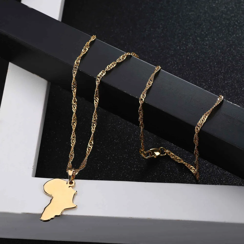 Shamty Африка Карта ожерелье кулон новый золотой цвет ювелирные изделия бренд