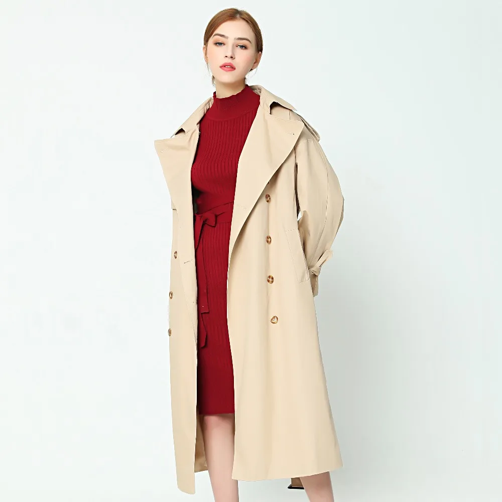 OFTBUY 2019 демисезонный Винтаж Дамы Классический длинное пальто двубортный