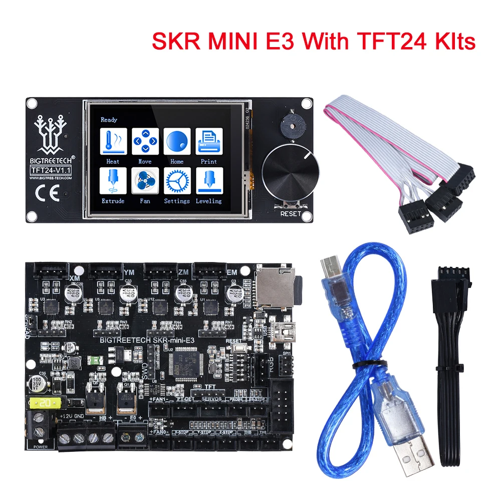 BIQU BIGTREETECH SKR MINi E3 32 бит контроллер интегрированный TMC2209 UART с TFT24 V1.1 экран для Ender 3/5 SKR Pro 3d принтер
