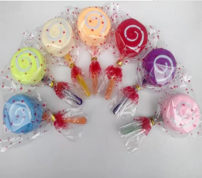 

10 pieces candy color fiber cute lollipop towel cake gift baby shower birthday favor party lovely gifts