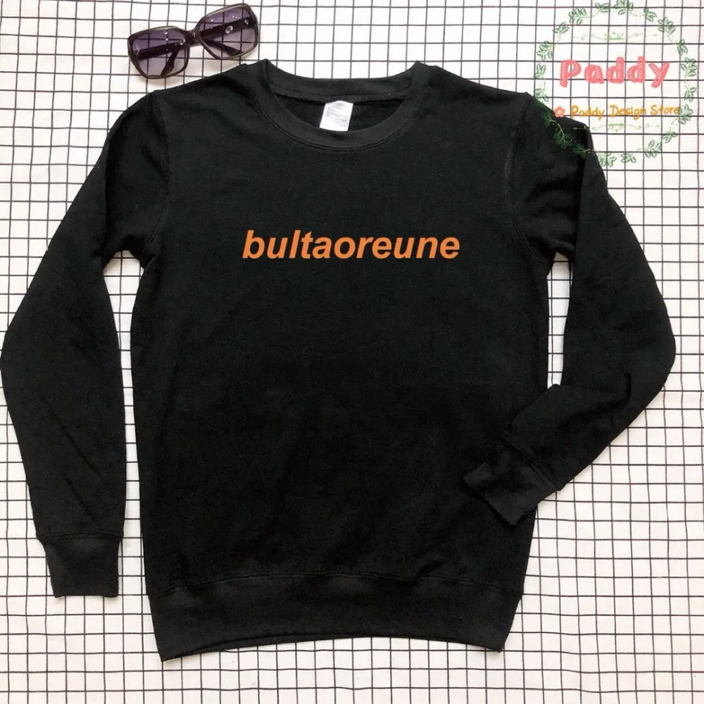 Bultaoreune джемпер KPOP уличная Толстовка для женщин Женский Топ с длинным рукавом Пуловеры Tumblr модные толстовки Прямая поставка