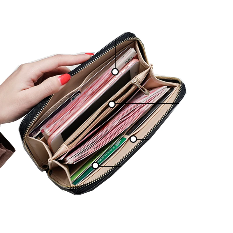 Кошелек на молнии с пятиконечными звездами длинная Сумочка женский клатч