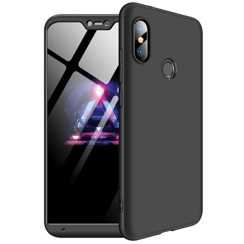 Black 360 градусов жесткий чехол для Xiaomi mi 8 Se 6 mi x Max 2 2s A2 Lite A1 6x 5x Red mi S2 Y2 Y1 6 6a Note 5 Pro Plus 5a Prime задняя крышка - Цвет: Black