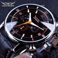 jaragar 3 dial display 2016 classic design luminous hands black leather strap men watches top brand luxury automatic male clock