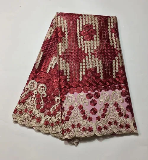 Оптовая продажа Нигерии кружевной ткани 2017 белый вышитый отделкой Африканский