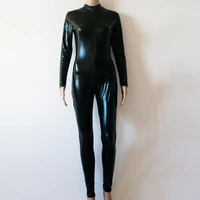 sexy faux leather catsuit jumpsuit bodysuit playsuit overalls women rompers mesh jumpsuit catwomen woman costume clubwear