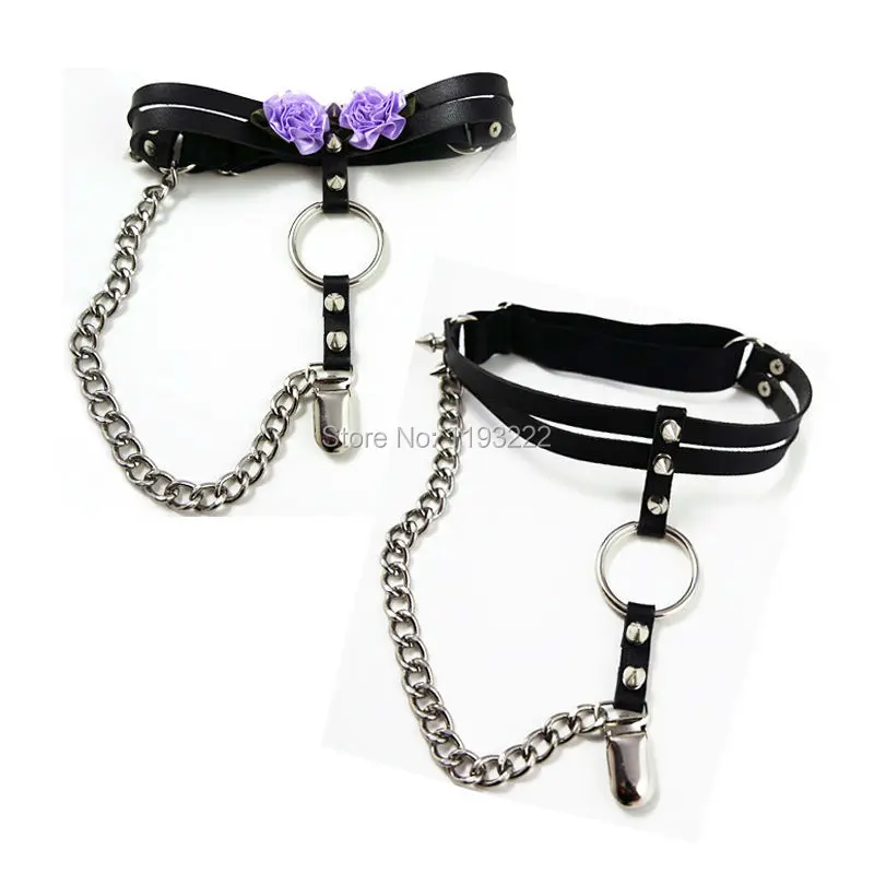 Подвязка для чулок в стиле панк рок Dark кожаный пояс ручной работы два ряда с