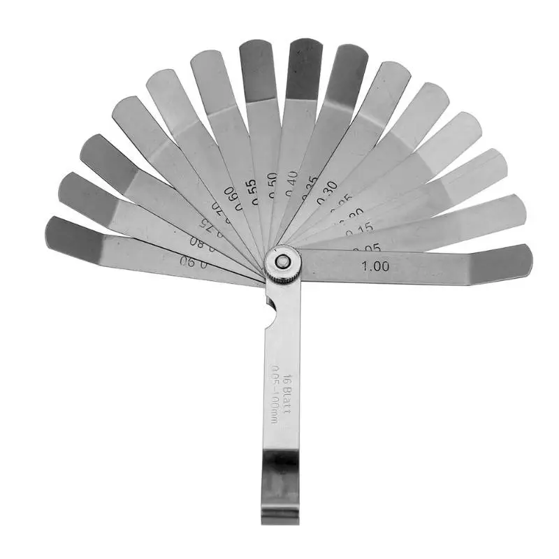 

100mm Metric 16 Blades Stainless Steel Feeler Gauge for Spark Plug Gap Valve Tappets 0.05- 1.0mm Valve Feeler Gauge