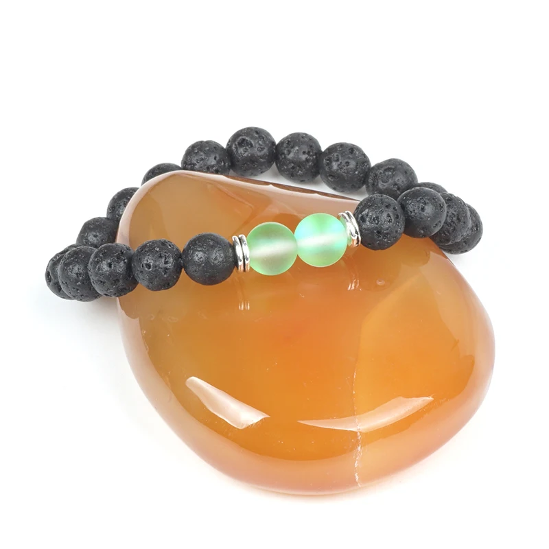 Браслеты из натурального камня матовые черные Меняющие цвет вулканической лавы