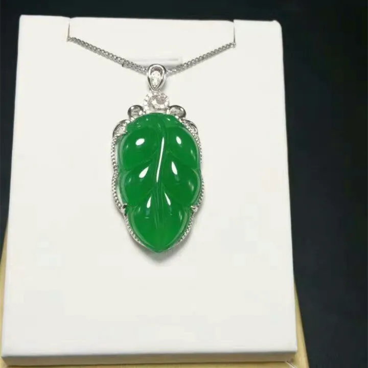 2019 новый набор серебра S925 натуральный зеленый медулла листья бобов подвеска