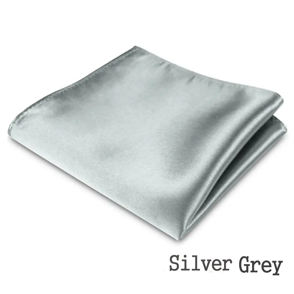 silver grey Новая мода, 1 шт., мужские официальные шелковые атласные Карманные Платки, платок, одноцветные аксессуары для свадебной вечеринки, 15 цветов - Цвет: silver grey