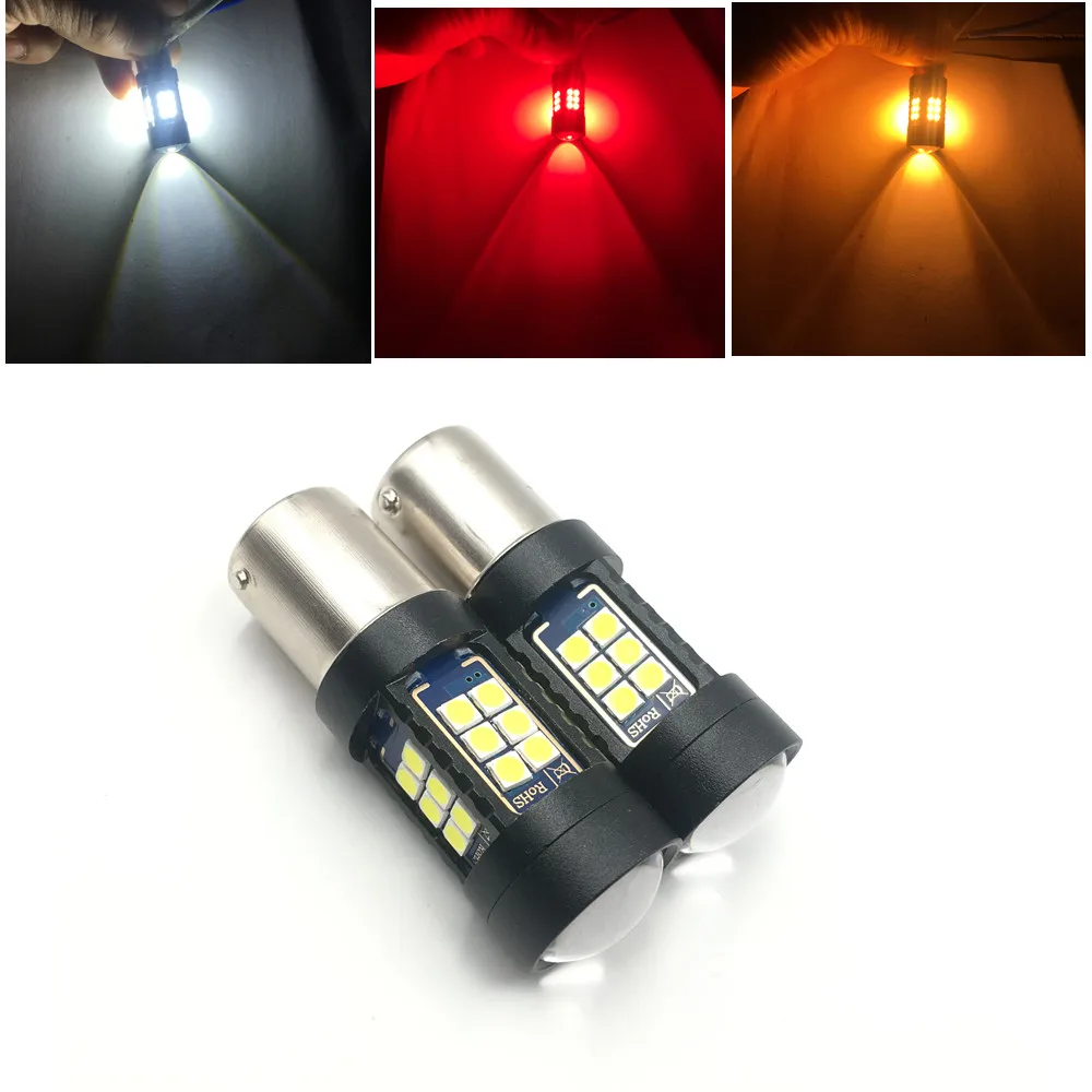 2x12V 24V S25 27SMD Автомобильный светодиодный 1156 BA15S P21W 1157 BAY15D BAY 15D P21/5 Вт светильник