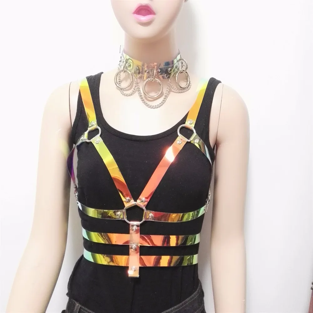 Мода харадзюку ручная работа прозрачная Лазерная голографическая портупея с