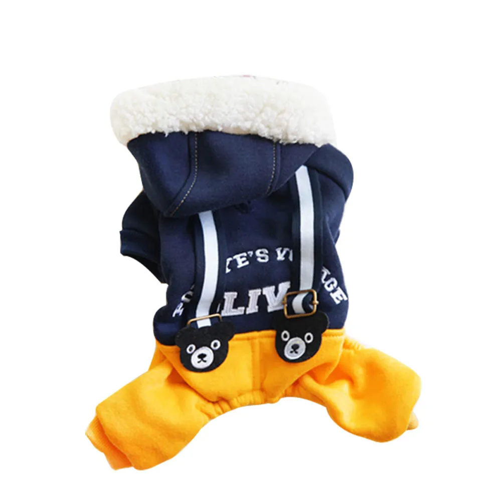 Navy Blue Новинка, зимняя теплая одежда для собак, хлопковый комбинезон для животных, милое пальто для маленьких собак - Цвет: Navy Blue