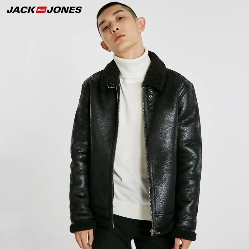 Jack Jones 2019 осень зима мужская кожаная куртка бизнес дикая Повседневная кожаное