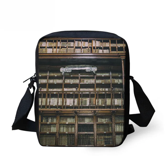 FORUDESIGNS сумка через плечо Happy Satchels, сумка через плечо для женщин и мужчин, Ретро стиль, с принтом библиотеки, для девочек и мальчиков, сумка-мессенджер для отдыха - Цвет: SS0138E