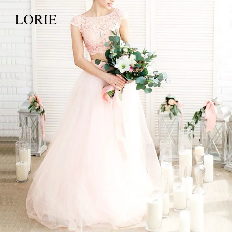 LORIE 2 шт. свадебное платье пляжное 2018 винтажное кружевное Топ простое в стиле бохо
