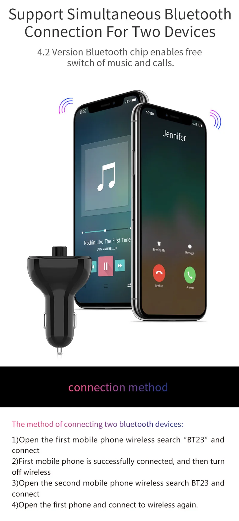 JONSNOW MP3 плеер автомобильное USB быстрое зарядное устройство QC3.0 Bluetooth FM модулятор передатчик Радио адаптер Handsfree FM передатчики