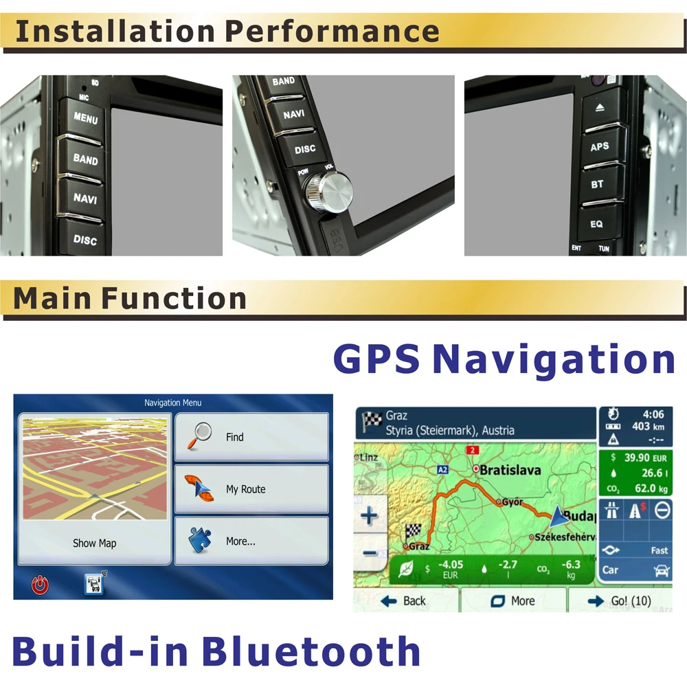 Podofo автомобильный dvd плеер gps радио Bluetooth 2 din FM/USB/SD мультимедийный сенсорный экран