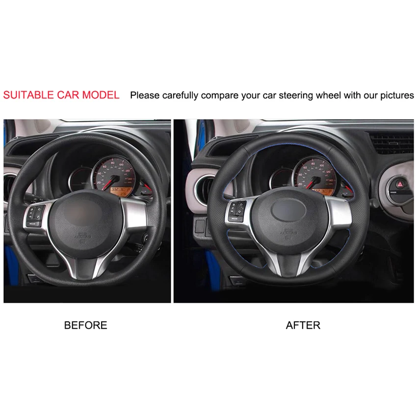 Вышитая вручную искусственная кожа для Toyota Yaris 2012 2013 2014 2015 2016 2017 2018