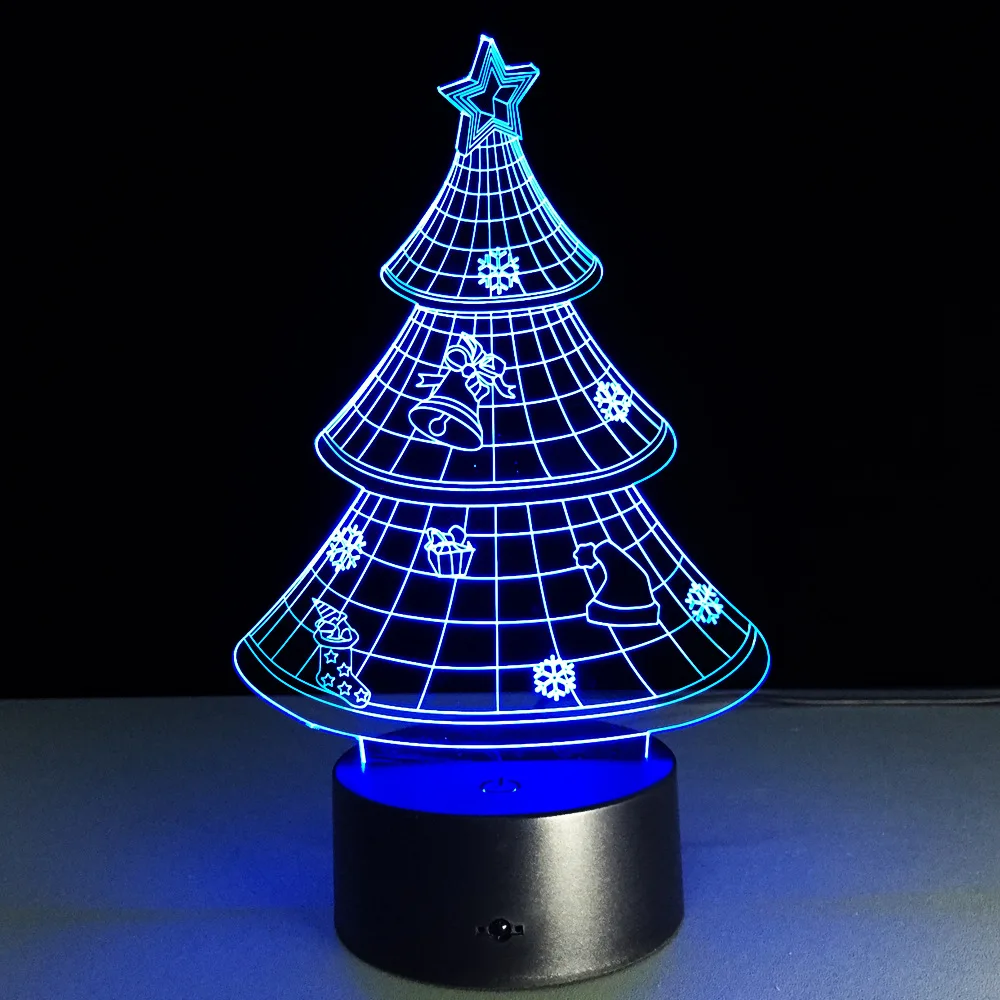 Рождественская елка 3D лампа Светодиодная USB светильник ing Touch RGB цвета Настольный