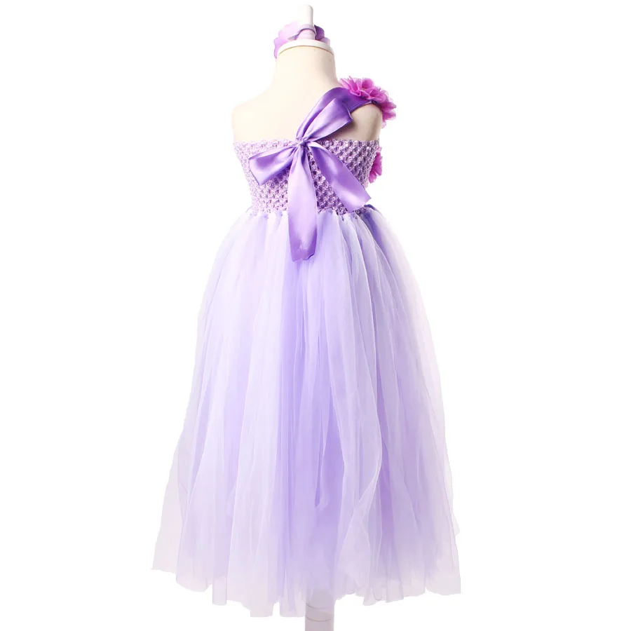 Ksummeree Girls Flower Tutu Dress with Headband Lavender Lilac Wedding Bridesmaid Photo Props Costume TS122 | Детская одежда и