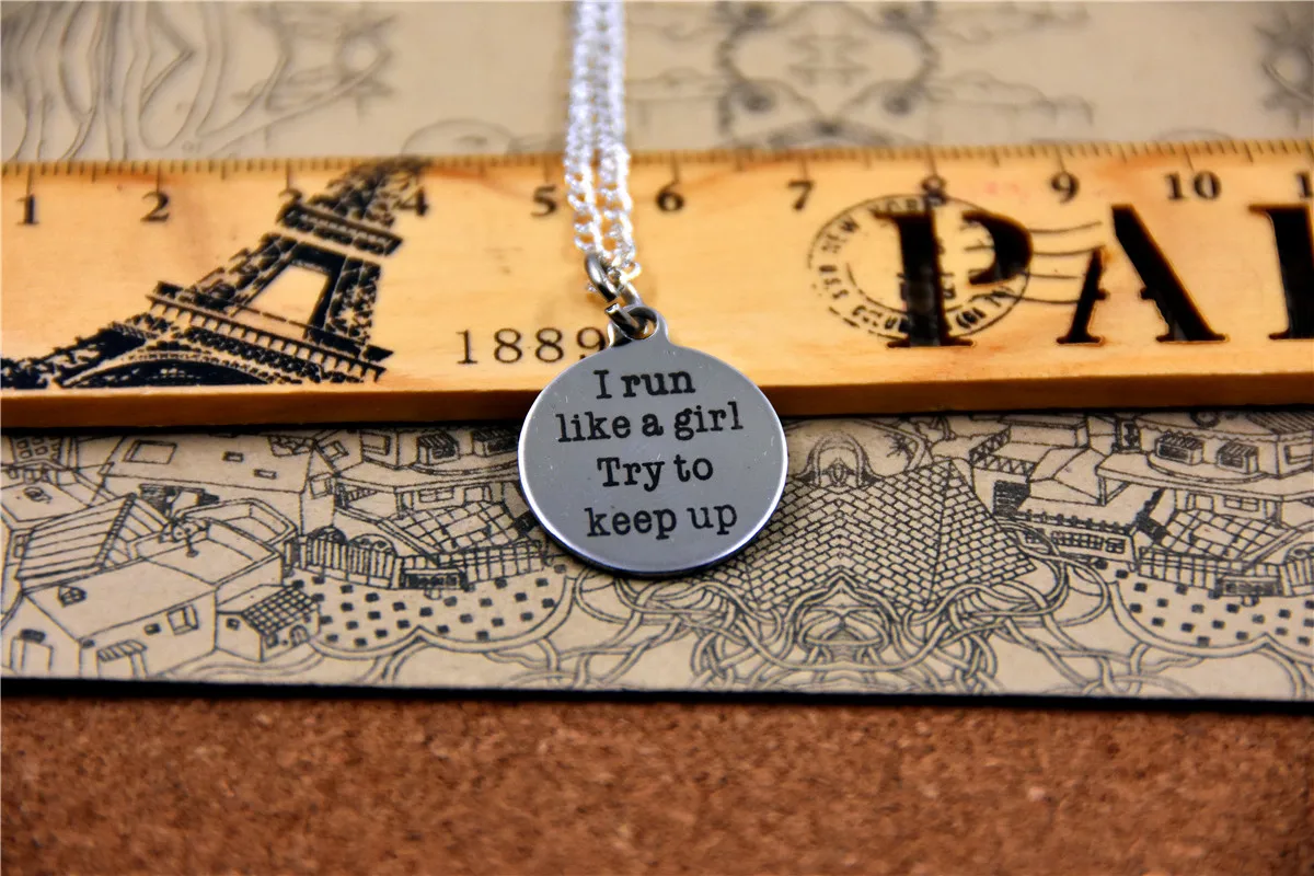 3 шт./лот модное ожерелье из нержавеющей стали Я бегаю как девушка старайтесь