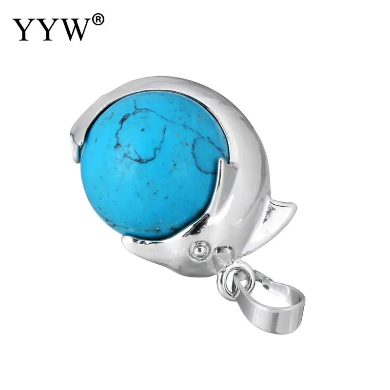 Драгоценный камень подвески ювелирные изделия с латунным дельфином покрытием