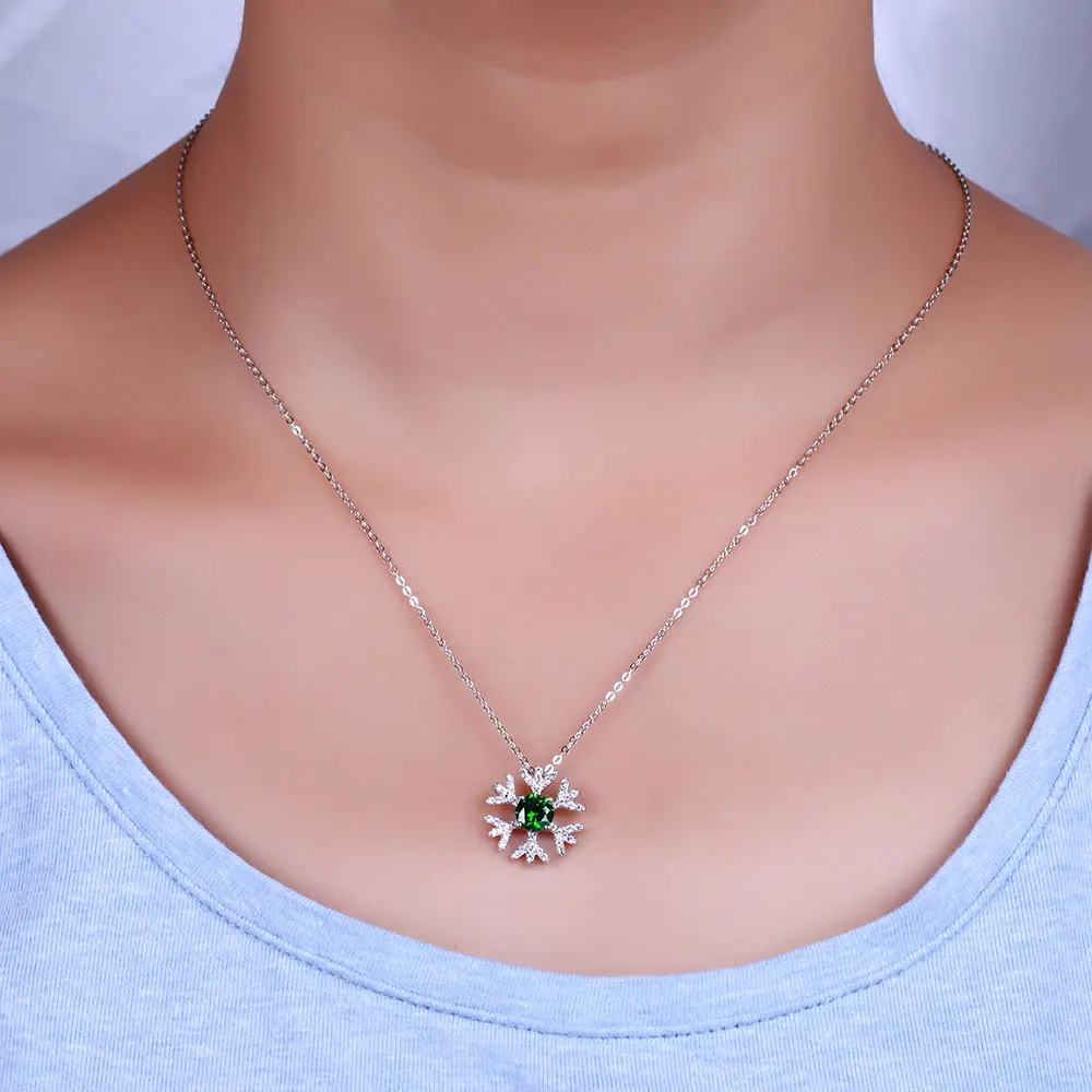 DOUBLE R классика снежинка созданная изумрудом подвески настоящее Твердое Серебро