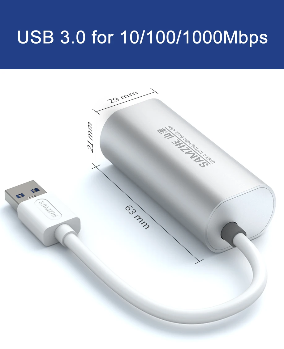 SAMZHE USB в Ethernet адаптер USB 3,0 2,0 в RJ45 Lan сетевая карта для ноутбука Android Mac iOS Apple компьютер XiaoMi устройства
