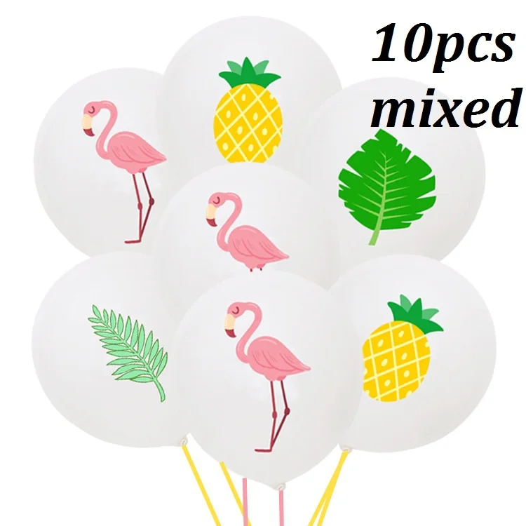 mixed 10 шт./лот Фламинго печатный лист латексный шар ананас Печатный Надувное свадебное украшение мяч Гавайские вечерние принадлежности - Цвет: mixed