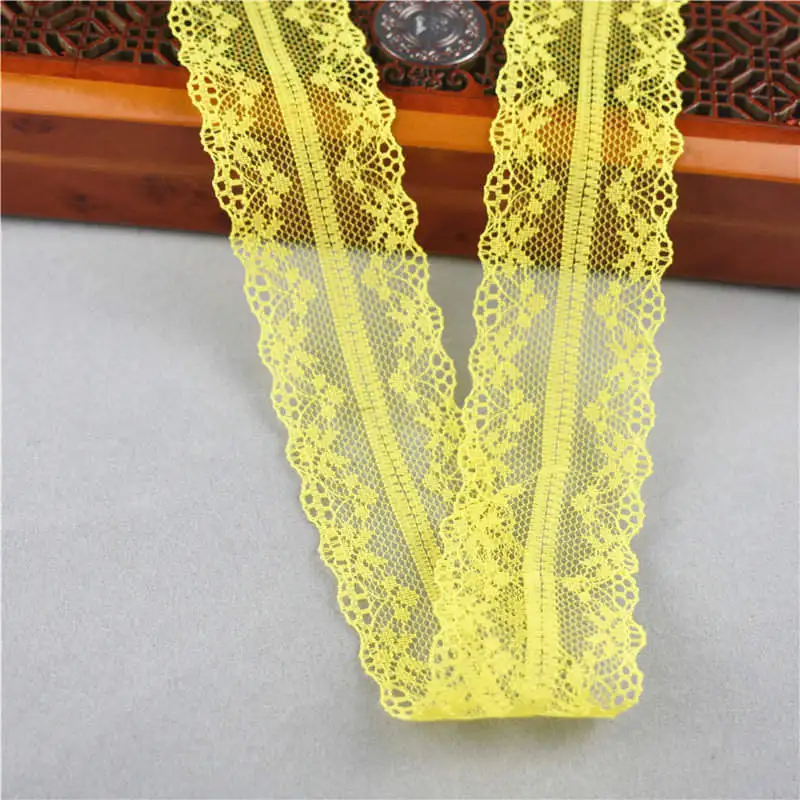 Yellow 10 ярдов красивой кружевной ленты, 3,8 см в ширину, белая кружевная ткань с кружевной отделкой DIY одежда/аксессуары/Цветочные аксессуары и т. Д - Цвет: Yellow