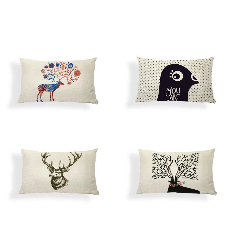 Простой Подушка с оленем геометрический фон 30x50 см квадратный джентльмен