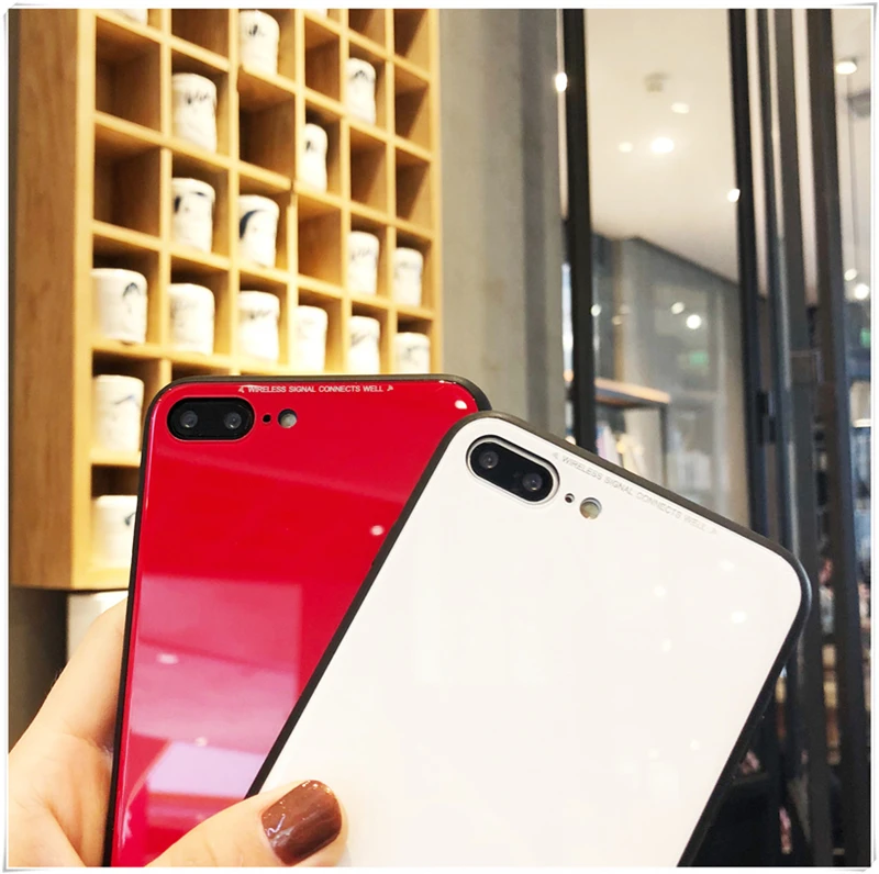 Чехол из закаленного стекла для iPhone 6 6S 7 8 Plus роскошная жесткая задняя крышка