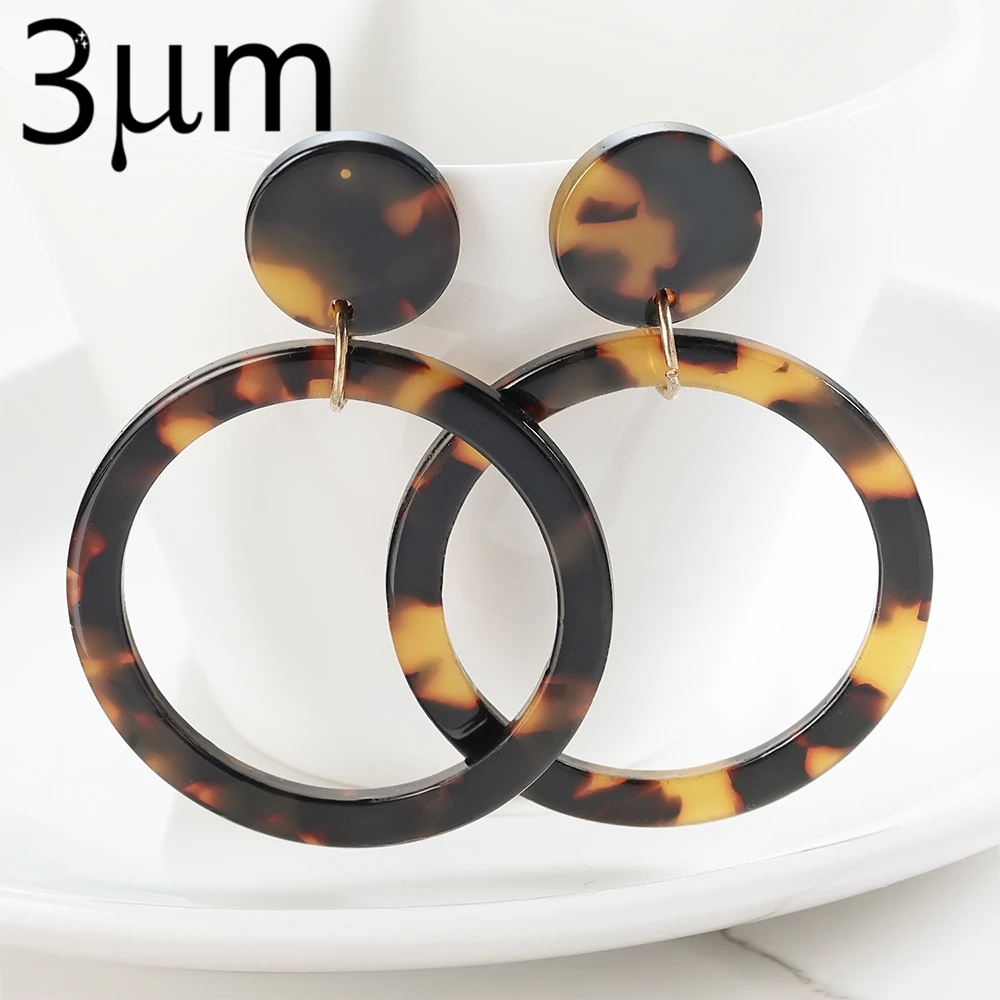 Модные большие серьги 3 мкм цветные круглые с леопардовым принтом геометрические