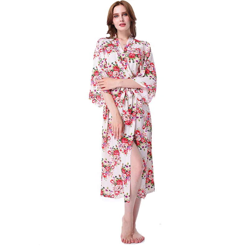 Vestido Longo, цветочное кимоно, халат, Batas De Algodon, пижамы, хлопковый Халат, одежда для сна и халат, женский ночной халат