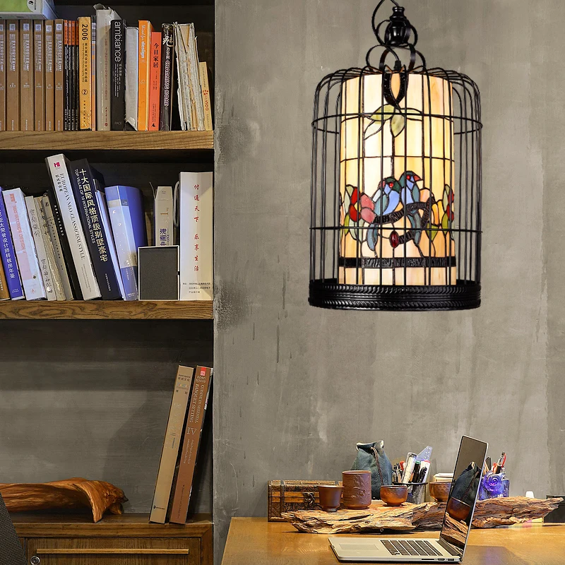 Tiffany bird cage промышленные подвесные лампы светильники светодиодные для дома