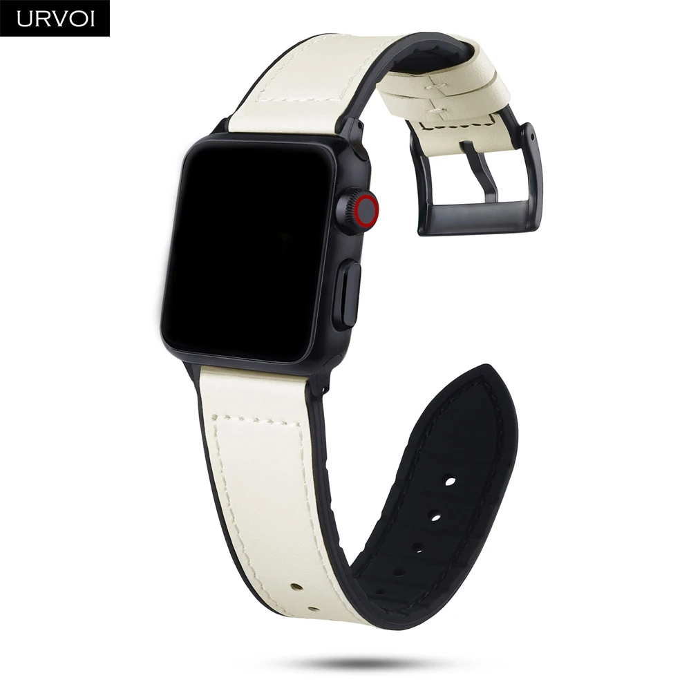 Ремешок URVOI для apple watch series 7 6 SE 5 4 3 2 1 кожаный силиконовый браслет iwatch