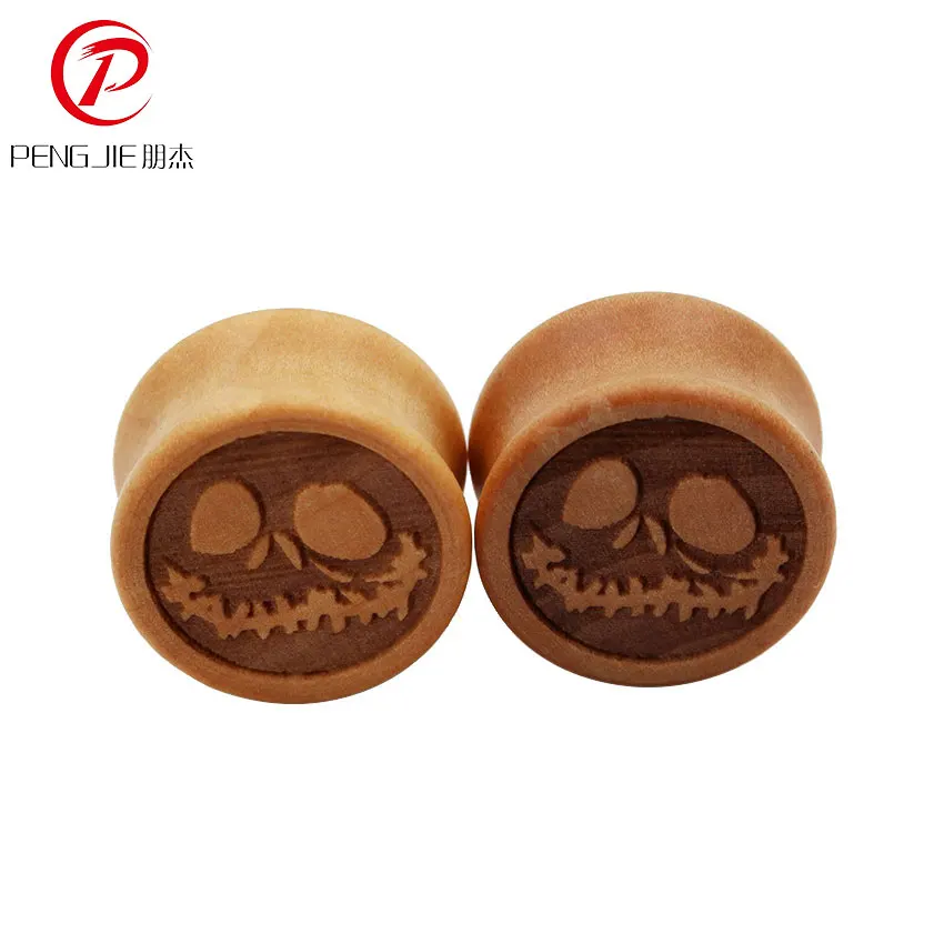 Hallowen специальная тыквы уха Expander Плоть туннеля деревянные резные двойной Flared