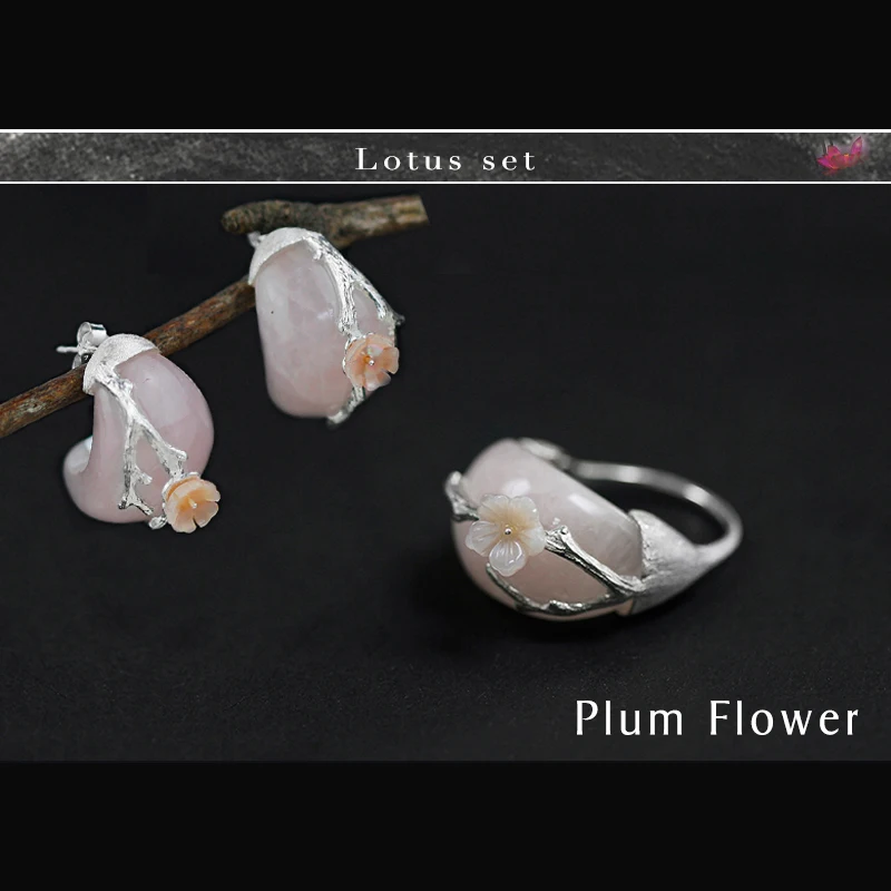 Женский ювелирный комплект из серебра 925 пробы с кольцом и серьгами|flower jewelry