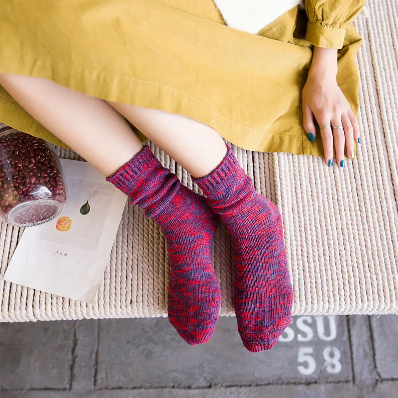 Японские Женские кавайные махровые длинные носки зимние женские винтажные